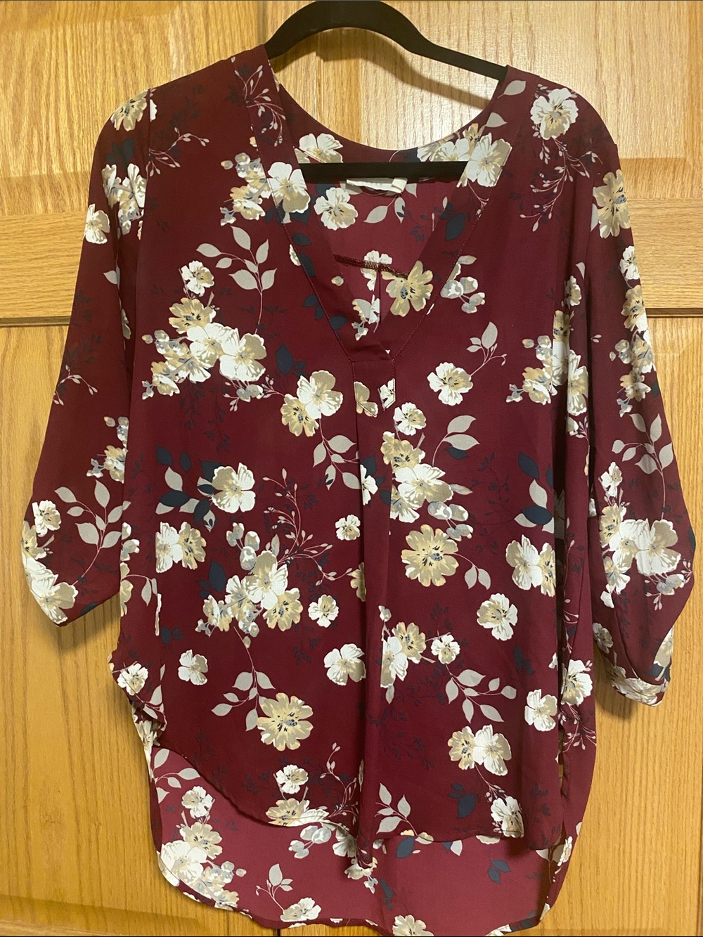 Lush Maroon Floral V-Neck Tunic